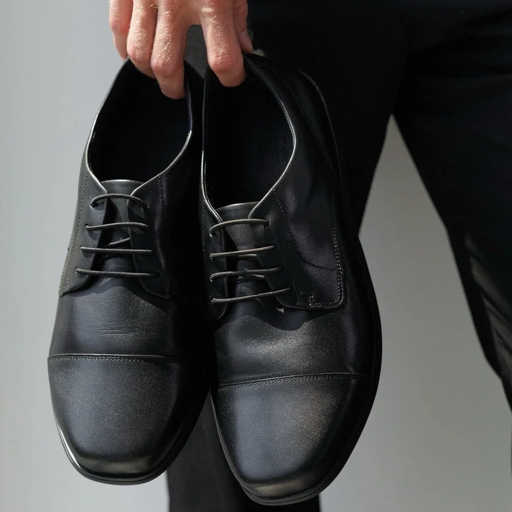Birchbury Brenston Shoes Men's 15 Black Leather Barefoot Minimalist Derby Oxford